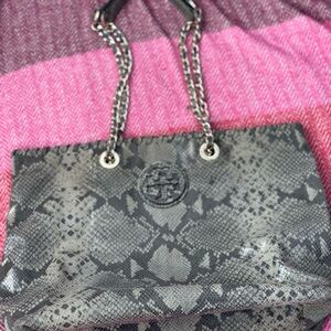 Tory Burch  Gray Snake Print Shoulder Bag